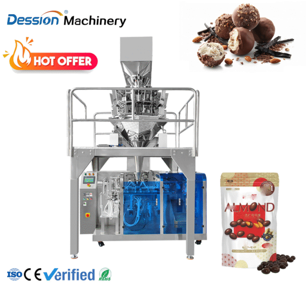 Automatic Doypack Stand up Pouch Chocolate Balls/Bear Gummy Candy Packing Machine for New Business