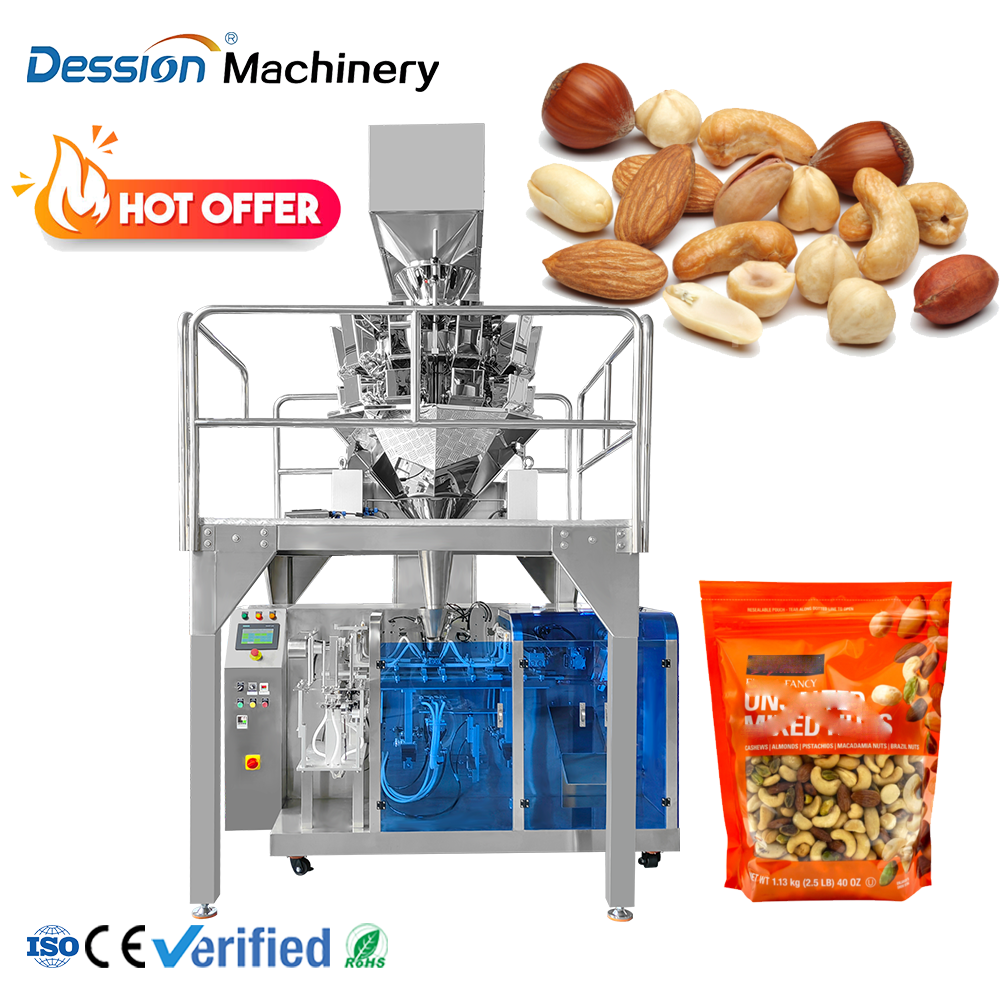 Vffs Automatic Weighing Coffee Bean Valve Pouch Packaging Sealing Machine Rice Chips Nuts Coffee Packaging Machinery