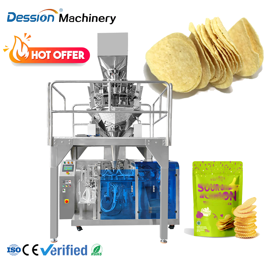 Automatic Snack Potato Chips, French Fries Bagged Granules Doypack Packaging Machine