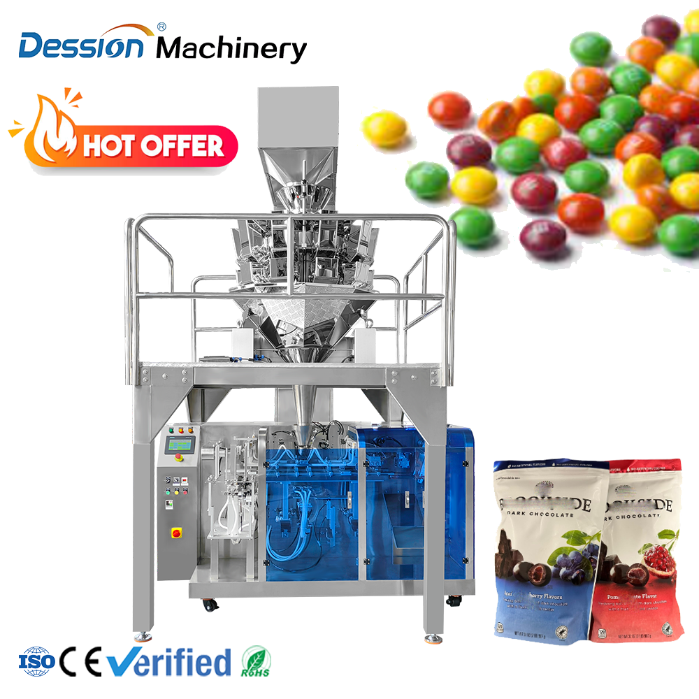 High Accuracy Four-Head Electronic Scale Weighing Automatic Candy Packing Premade Pouch Machine
