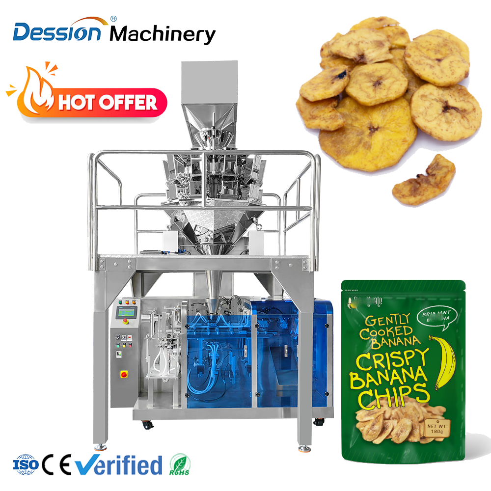 Automatic Weighing Potato Chips Banana Chips Plantain Chips Packing Machine with Nitrogen